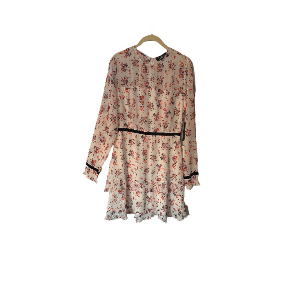 Lulus Long Sleeved White Floral Print Dress